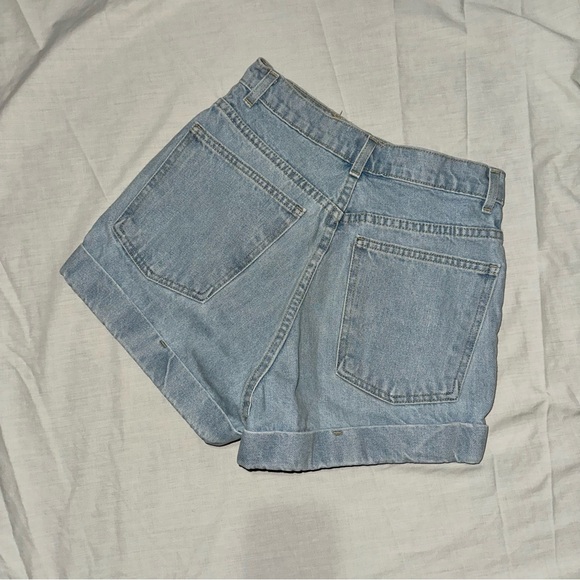 American Apparel Light Blue High Waist Light Wash Denim Shorts - Picture 2 of 15